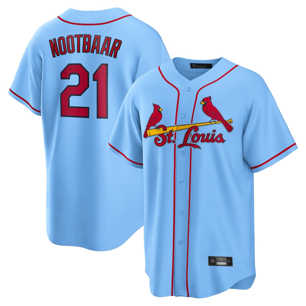 BIPIHUC St. Louis Cardinals #21 Lars Nootbaar Player Light Blue Home Game Stitched Jerseys