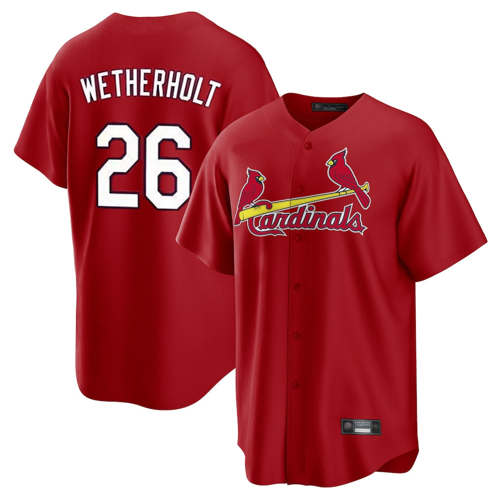 BIPIHUC St. Louis Cardinals #26 JJ Wetherholt Player Red Home Game Stitched Jerseys
