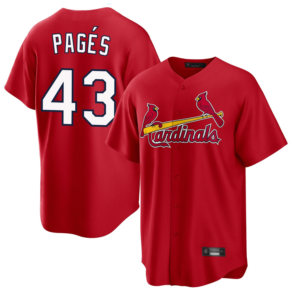 BIPIHUC St. Louis Cardinals #43 Pedro Pages Player Red Home Game Stitched Jerseys