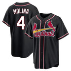 BIPIHUC St. Louis Cardinals #4 Yadier Molina Player Black Carbon Fashio Game Stitched Jerseys