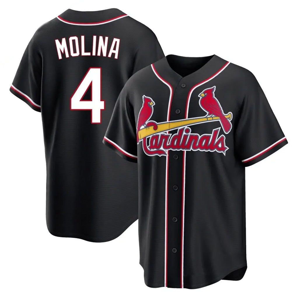 BIPIHUC St. Louis Cardinals #4 Yadier Molina Player Black Carbon Fashio Game Stitched Jerseys