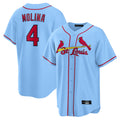 BIPIHUC St. Louis Cardinals #4 Yadier Molina Player Light Blue Home Game Stitched Jerseys