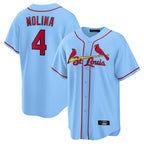 BIPIHUC St. Louis Cardinals #4 Yadier Molina Player Light Blue Home Game Stitched Jerseys