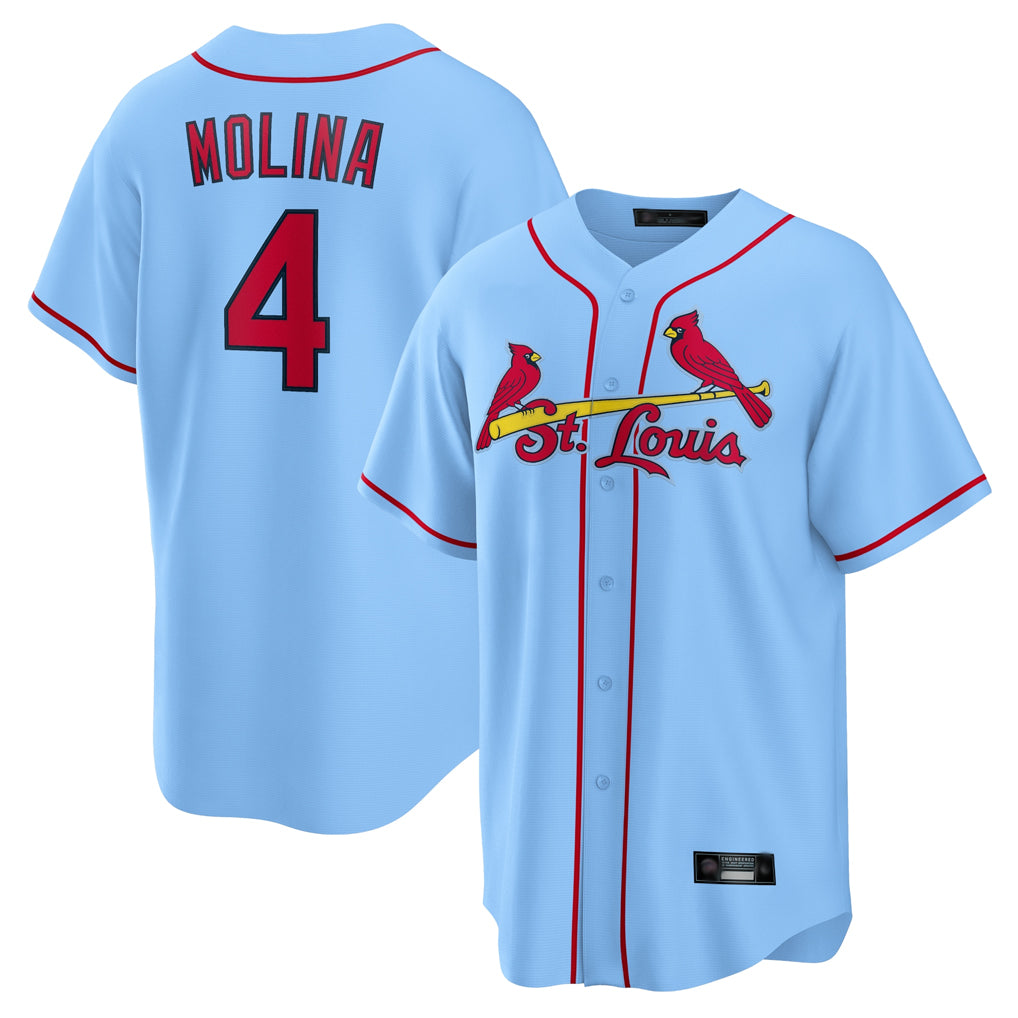 BIPIHUC St. Louis Cardinals #4 Yadier Molina Player Light Blue Home Game Stitched Jerseys