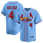 BIPIHUC St. Louis Cardinals #4 Yadier Molina Player Light Blue Home Limited Stitched Jerseys