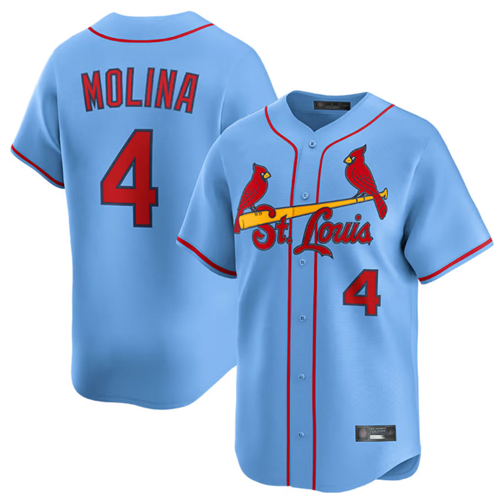 BIPIHUC St. Louis Cardinals #4 Yadier Molina Player Light Blue Home Limited Stitched Jerseys