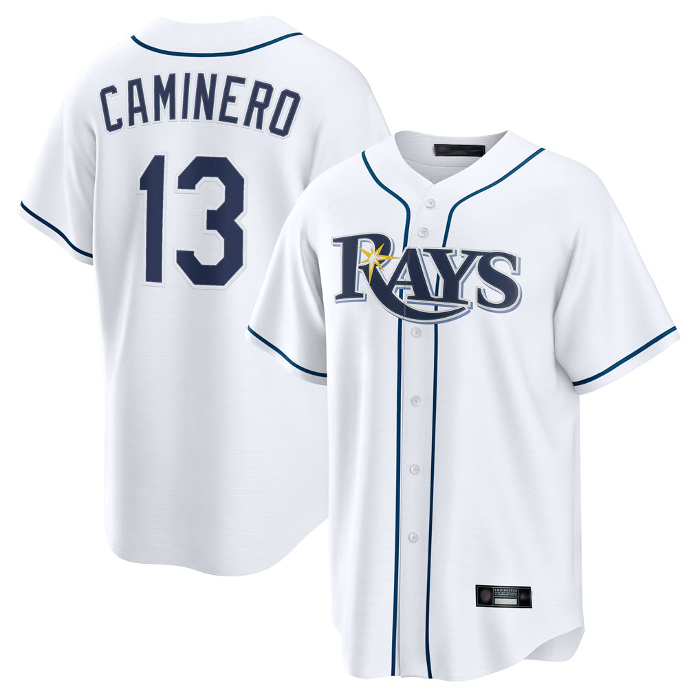 BIPIHUC TB.Rays #13 Junior Caminero Player White Home Game Stitched Jerseys