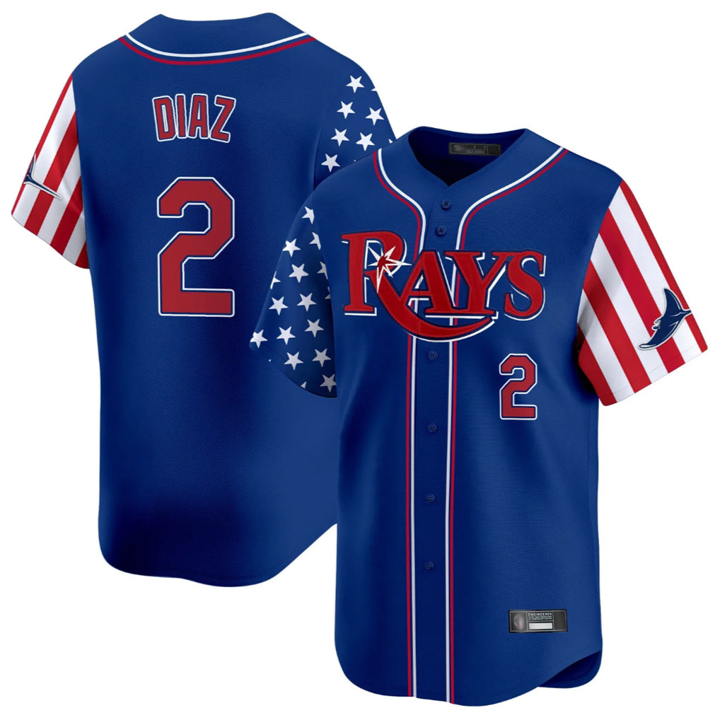 BIPIHUC TB.Rays #2 Yandy Diaz Player Royal 2025 Independence Day Vapor Premier Limited Stitched Jerseys