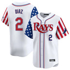 BIPIHUC TB.Rays #2 Yandy Diaz Player White 2025 Independence Day Vapor Premier Limited Stitched Jerseys