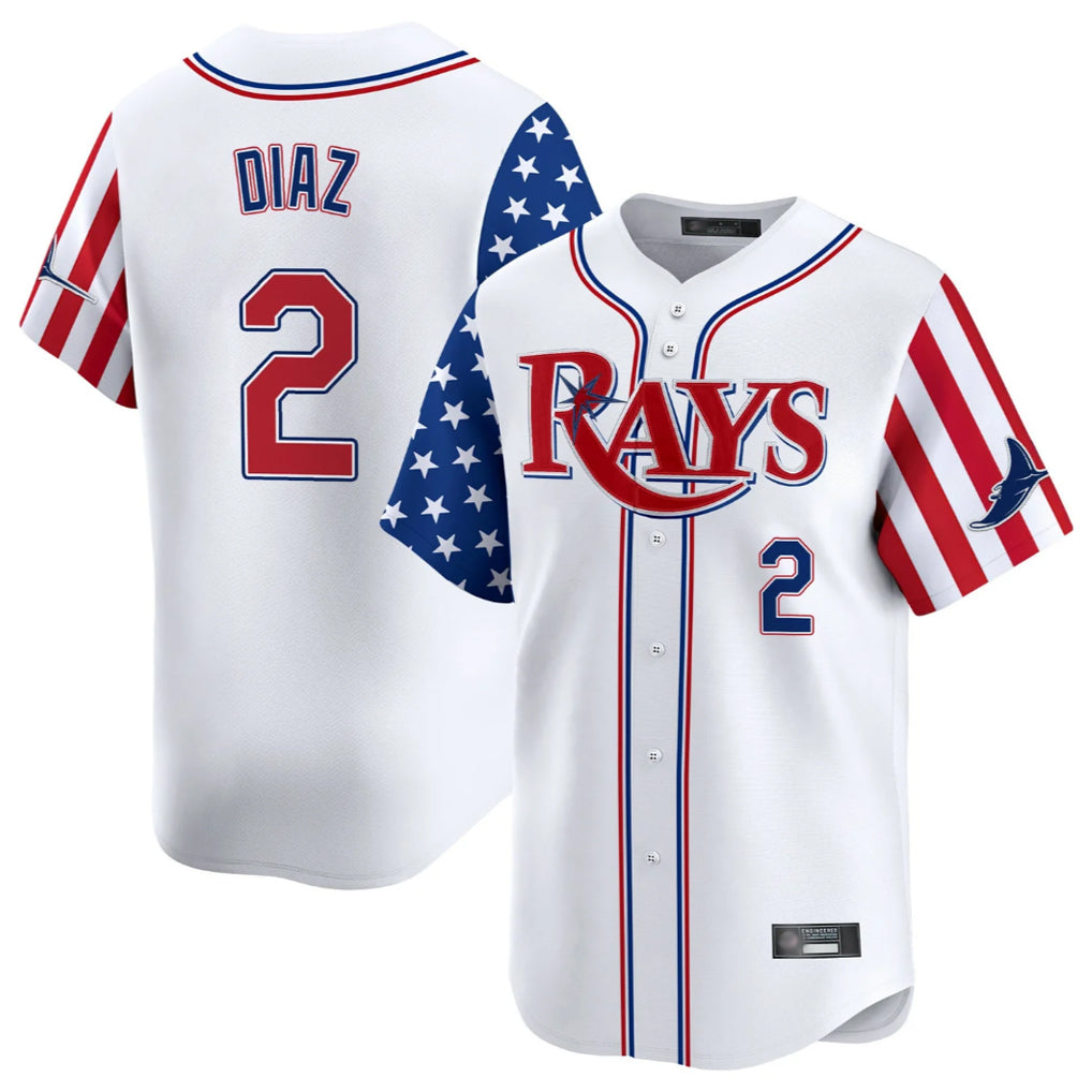 BIPIHUC TB.Rays #2 Yandy Diaz Player White 2025 Independence Day Vapor Premier Limited Stitched Jerseys