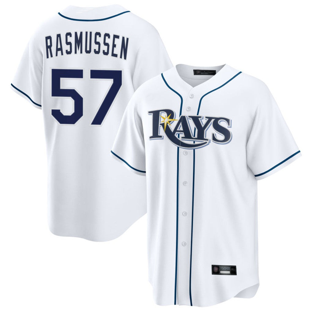 BIPIHUC TB.Rays #57 Drew Rasmussen Player White Home Game Stitched Jerseys