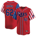 BIPIHUC TB.Rays #62 Jonathan Aranda Player Red 2025 Independence Day Vapor Premier Limited Stitched Jerseys