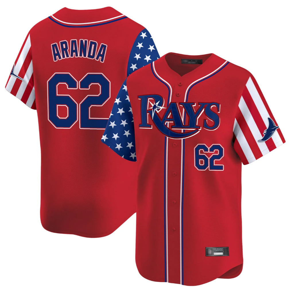 BIPIHUC TB.Rays #62 Jonathan Aranda Player Red 2025 Independence Day Vapor Premier Limited Stitched Jerseys