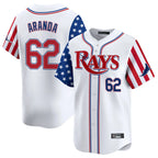BIPIHUC TB.Rays #62 Jonathan Aranda Player White 2025 Independence Day Vapor Premier Limited Stitched Jerseys