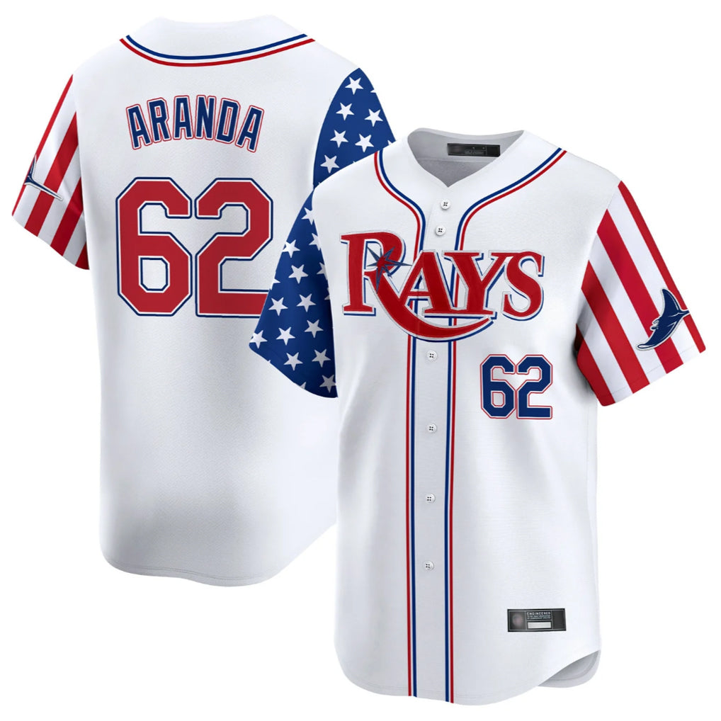 BIPIHUC TB.Rays #62 Jonathan Aranda Player White 2025 Independence Day Vapor Premier Limited Stitched Jerseys