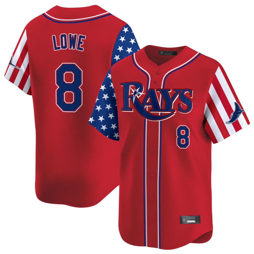 BIPIHUC TB.Rays #8 Brandon Lowe Player Red 2025 Independence Day Vapor Premier Limited Stitched Jerseys