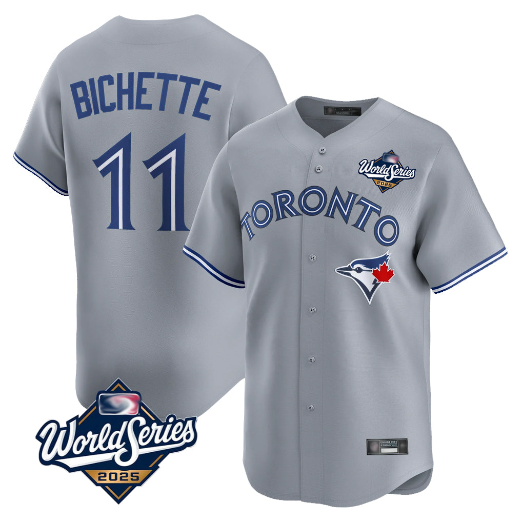 BIPIHUC T.Blue Jays #11 Bo Bichette Player Gray 2025 World Series Limited Home Stitched Jerseys