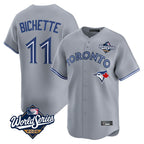 BIPIHUC T.Blue Jays #11 Bo Bichette Player Gray 2025 World Series Limited Home Stitched Jerseys