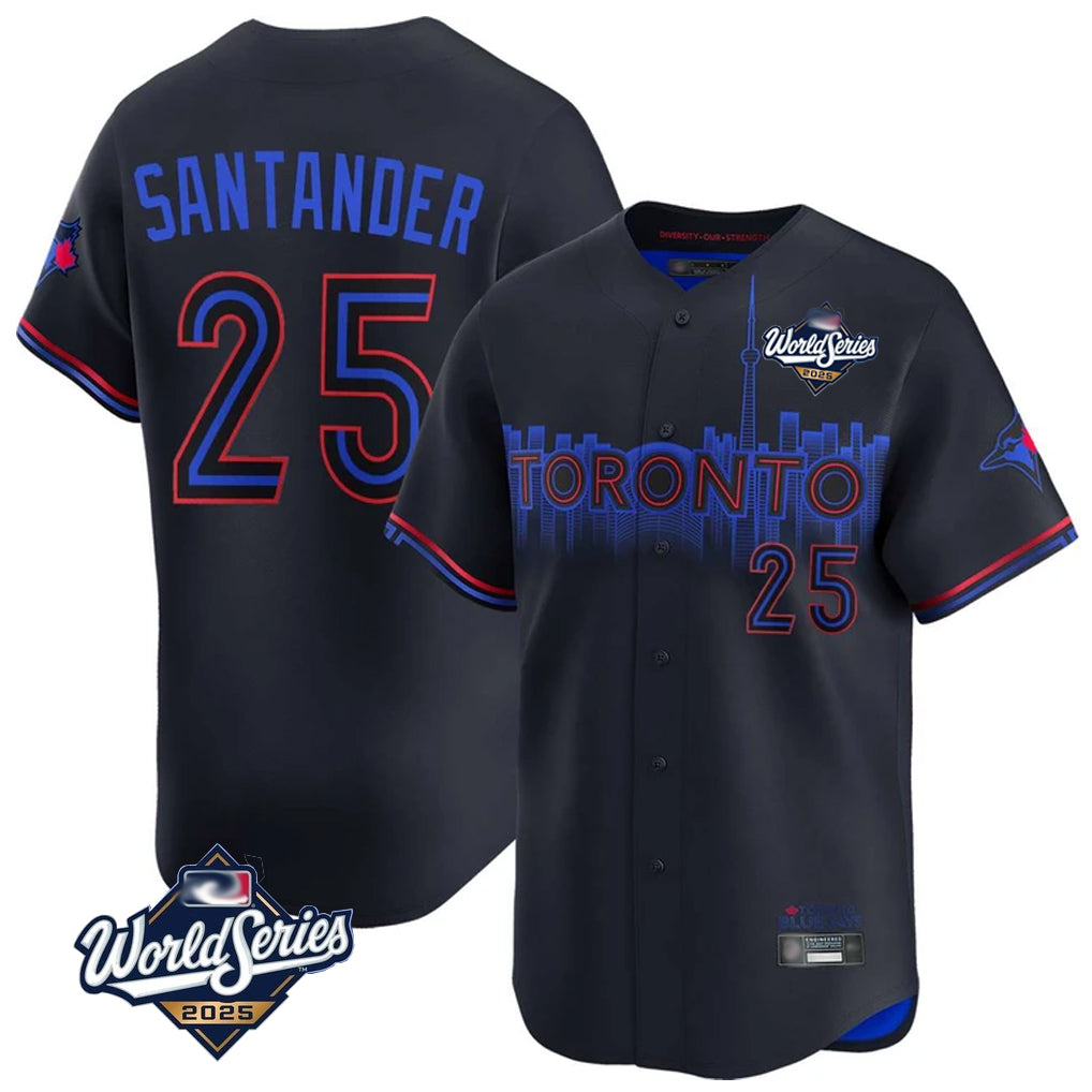 BIPIHUC T.Blue Jays #25 Anthony Santander Player Black&Blue 2025 World Series City Connect Limited Stitched Jerseys