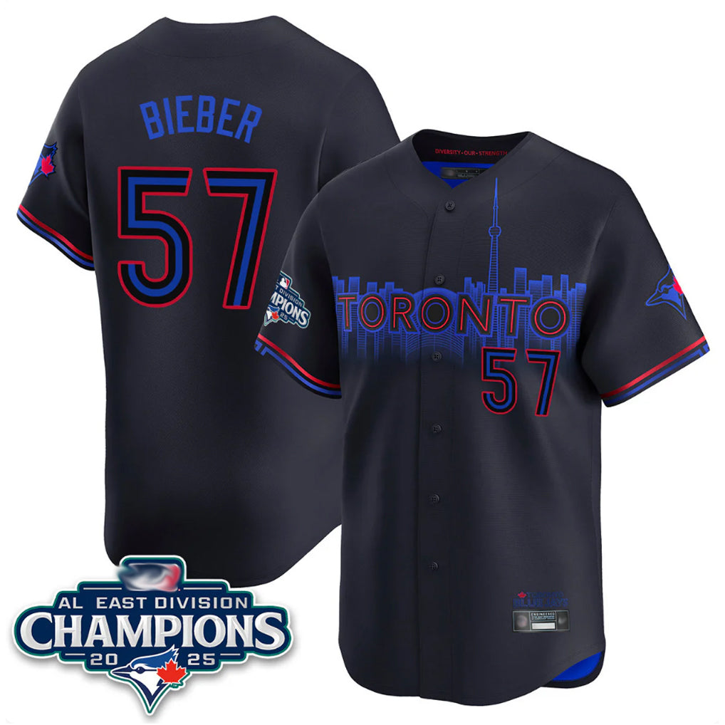 BIPIHUC T.Blue Jays #57 Shane Bieber Player Black AL East Division City Connect Stitched Jerseys