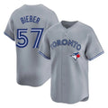 BIPIHUC T.Blue Jays #57 Shane Bieber Player Gray Home Stitched Jerseys