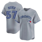 BIPIHUC T.Blue Jays #57 Shane Bieber Player Gray Home Stitched Jerseys