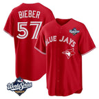 BIPIHUC T.Blue Jays #57 Shane Bieber Player Red 2025 World Series All Stitched Jerseys