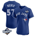 BIPIHUC T.Blue Jays #57 Shane Bieber Player Royal 2025 World Series Elite All Stitched Jerseys
