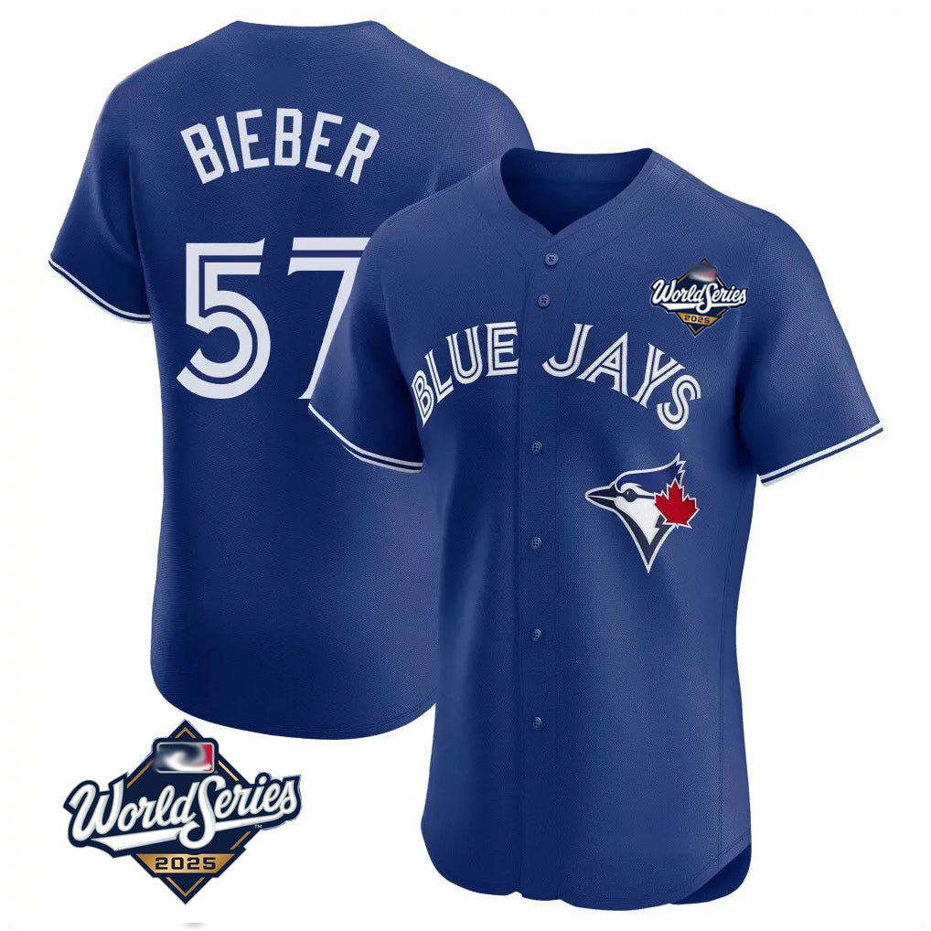 BIPIHUC T.Blue Jays #57 Shane Bieber Player Royal 2025 World Series Elite All Stitched Jerseys