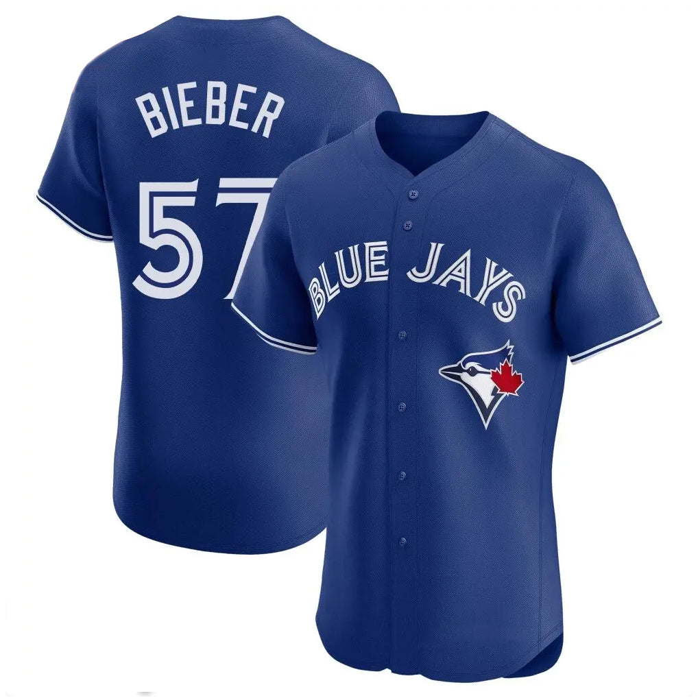 BIPIHUC T.Blue Jays #57 Shane Bieber Player Royal Elite Home Limited Stitched Jerseys