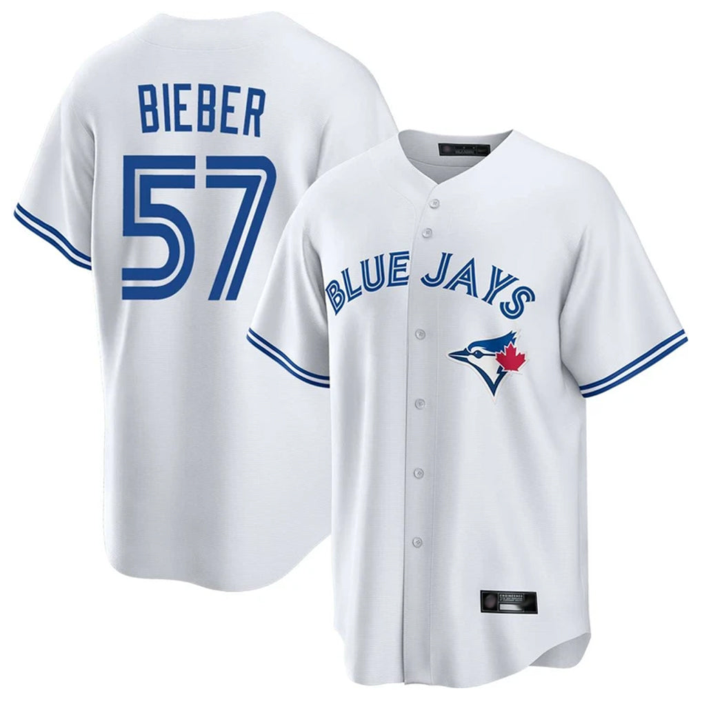 BIPIHUC T.Blue Jays #57 Shane Bieber Player White Game Stitched Jerseys