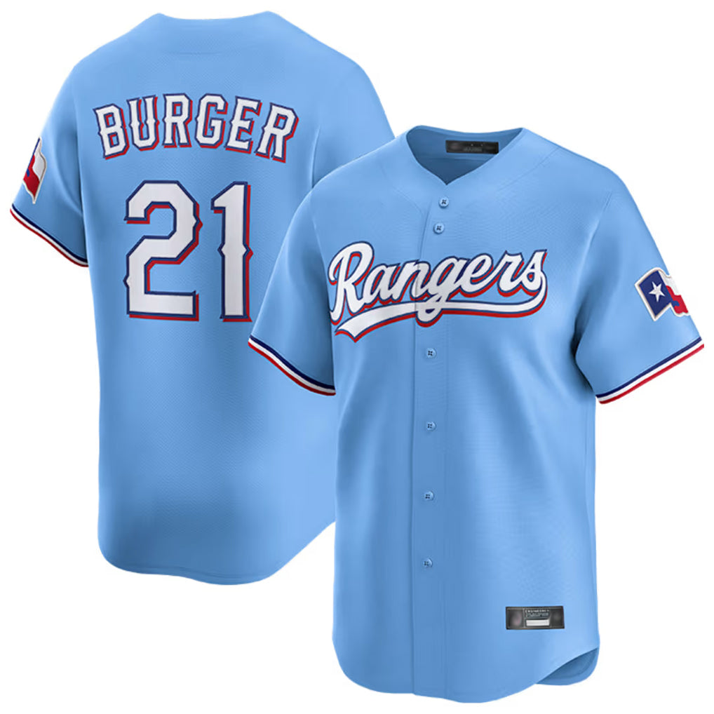 BIPIHUC T.Rangers #21 Jake Burger Player Light Blue Home Limited Stitched Jerseys