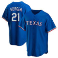 BIPIHUC T.Rangers #21 Jake Burger Player Royal Home Replica Game Stitched Jerseys
