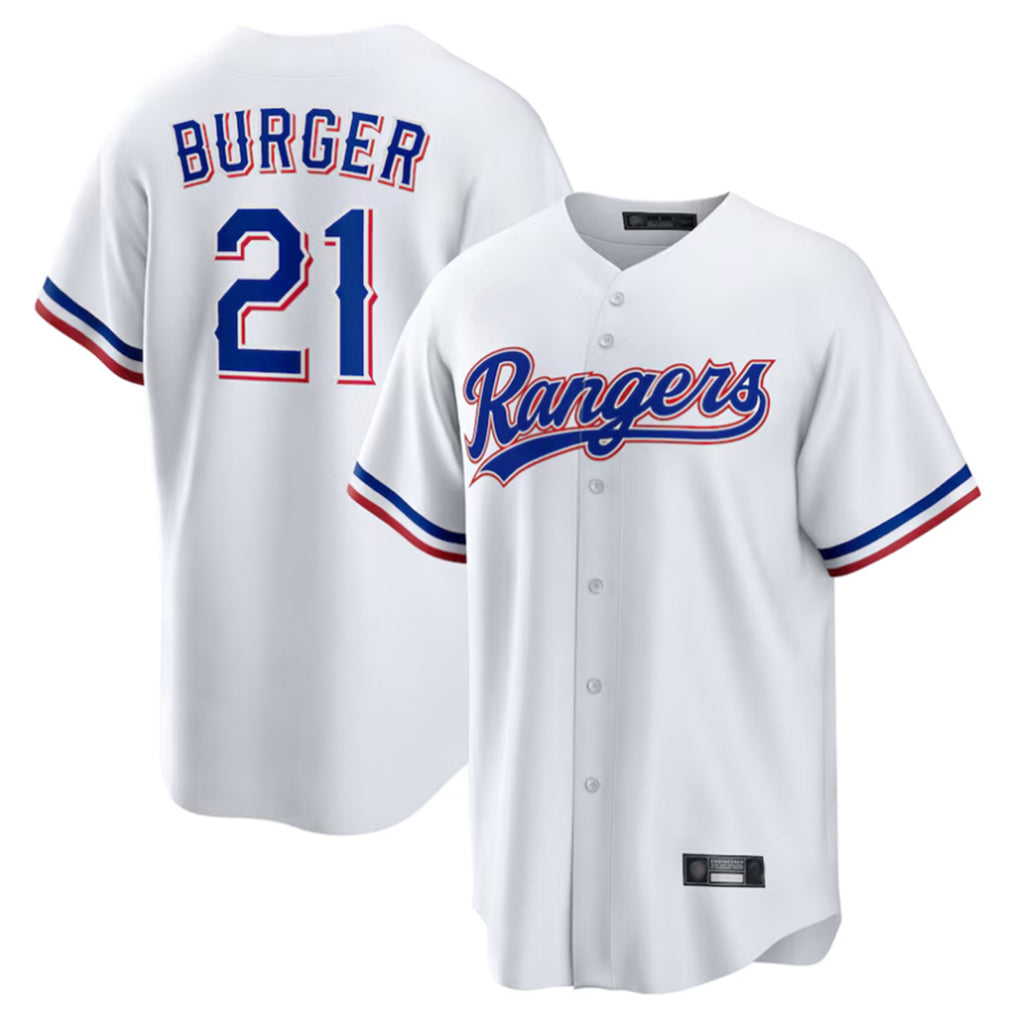 BIPIHUC T.Rangers #21 Jake Burger Player White Home Limited Stitched Jerseys