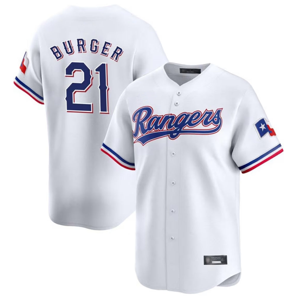 BIPIHUC T.Rangers #21 Jake Burger Player White&Blue Home Limited Stitched Jerseys