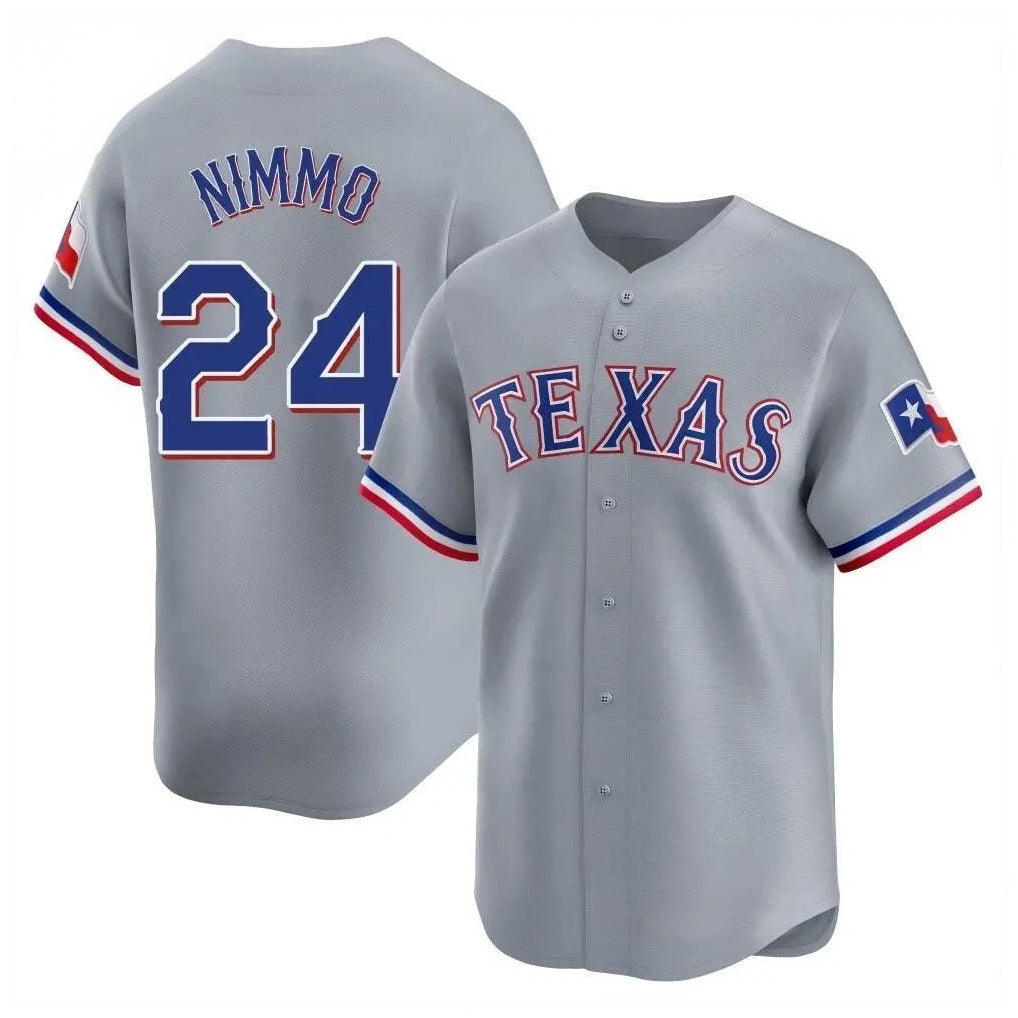 BIPIHUC T.Rangers #24 Brandon Nimmo Player Gray Home Limited Stitched Jerseys