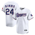 BIPIHUC T.Rangers #24 Brandon Nimmo Player White Home Limited Stitched Jerseys