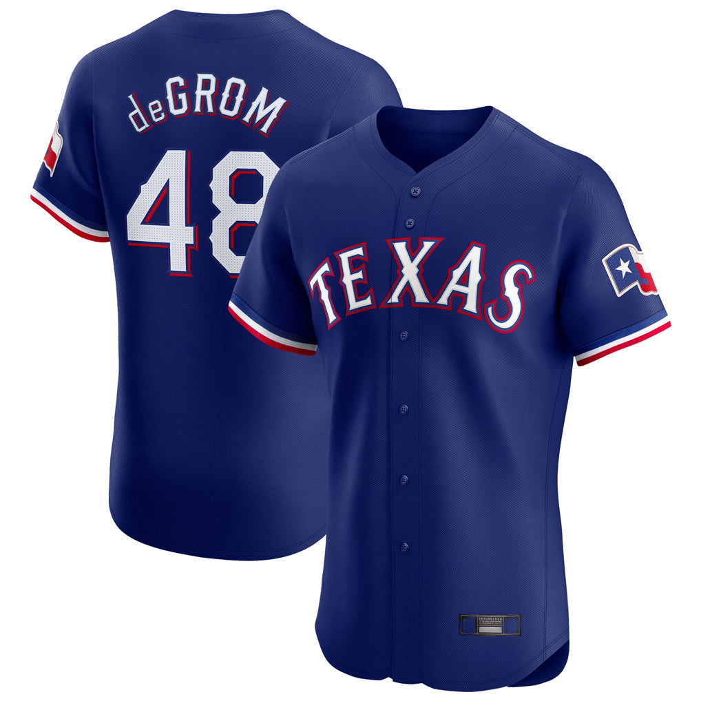 BIPIHUC T.Rangers #48 Jacob deGrom Player Royal Elite Home Limited Stitched Jerseys