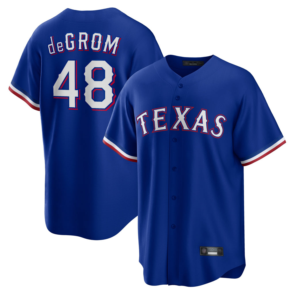 BIPIHUC T.Rangers #48 Jacob deGrom Player Royal Home Game Stitched Jerseys