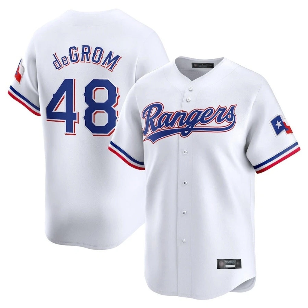 BIPIHUC T.Rangers #48 Jacob deGrom Player White Home Limited Stitched Jerseys