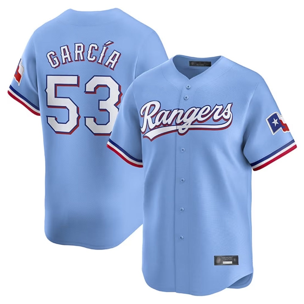 BIPIHUC T.Rangers #53 Adolis Garcia Player Light Blue Home Limited Stitched Jerseys