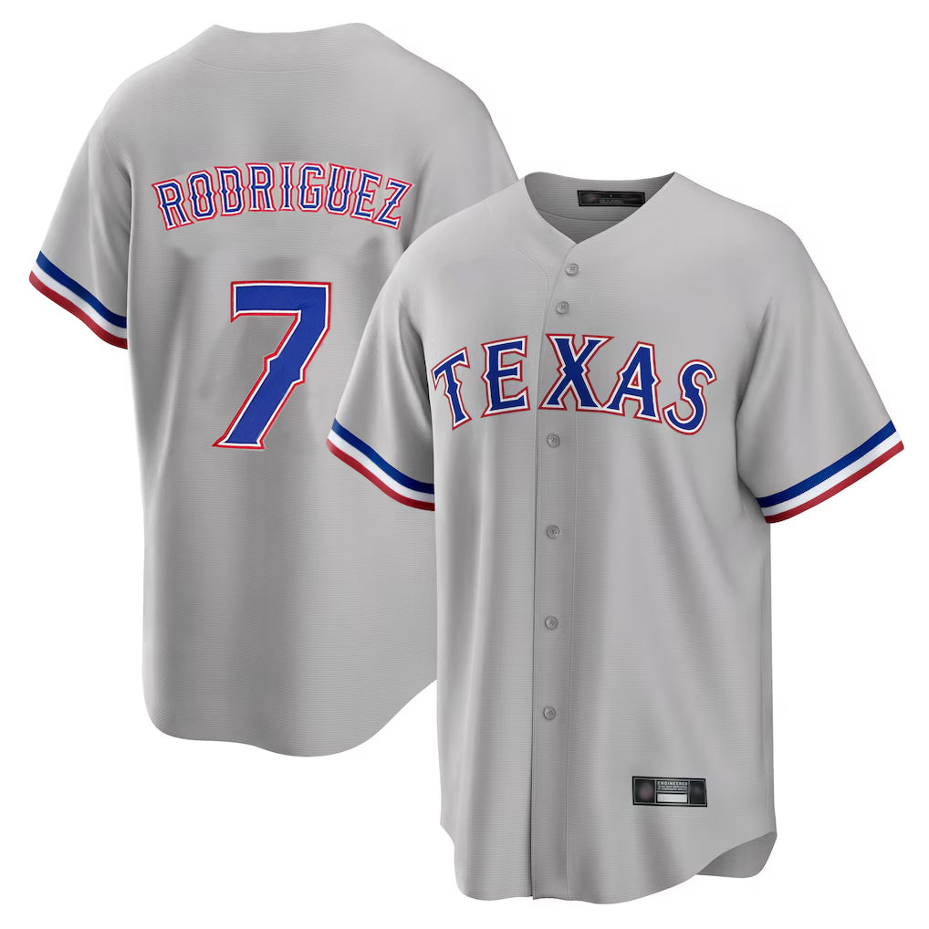 BIPIHUC T.Rangers #7 Ivan Rodriguez Player Gray Home Game Stitched Jerseys