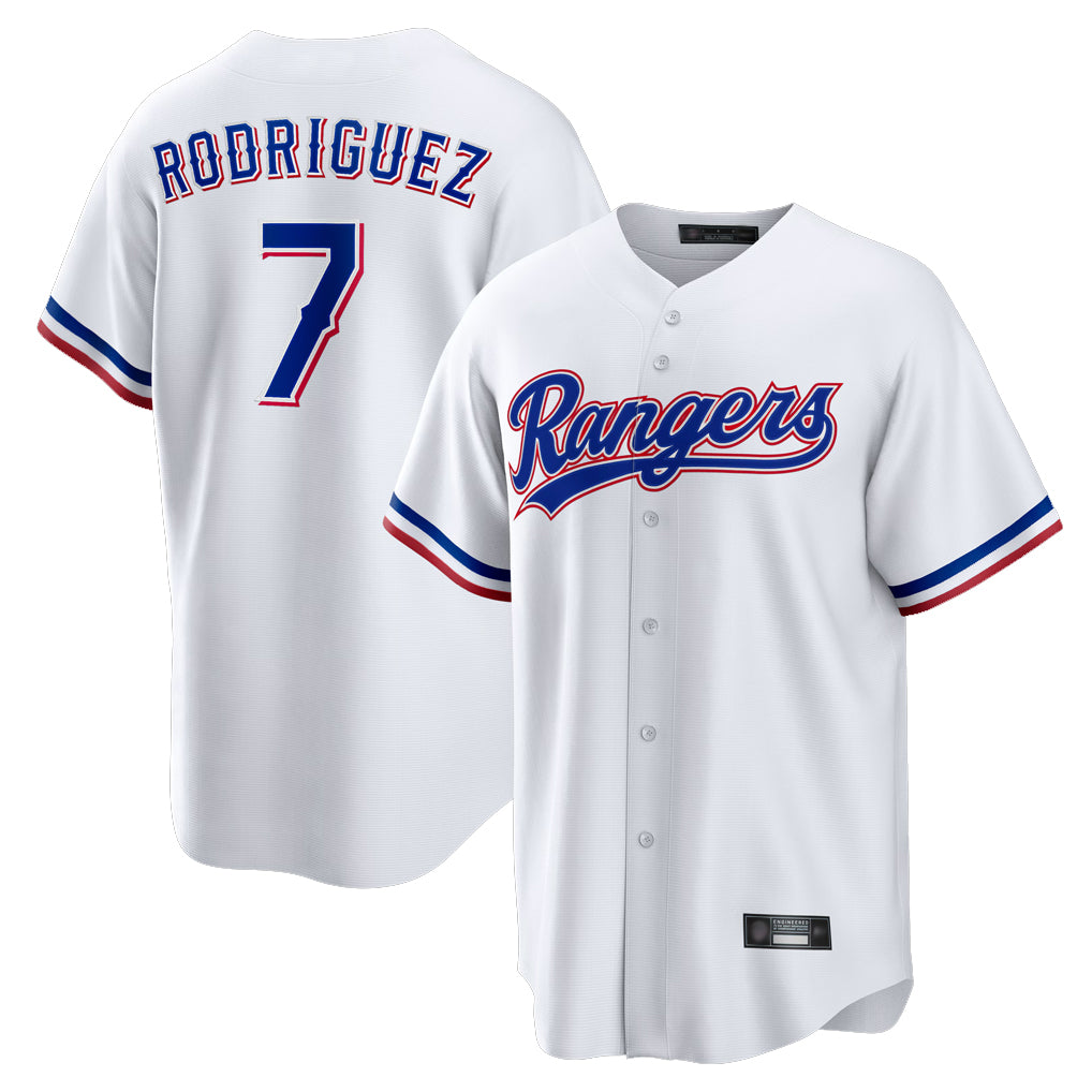 BIPIHUC T.Rangers #7 Ivan Rodriguez Player White Home Game Stitched Jerseys