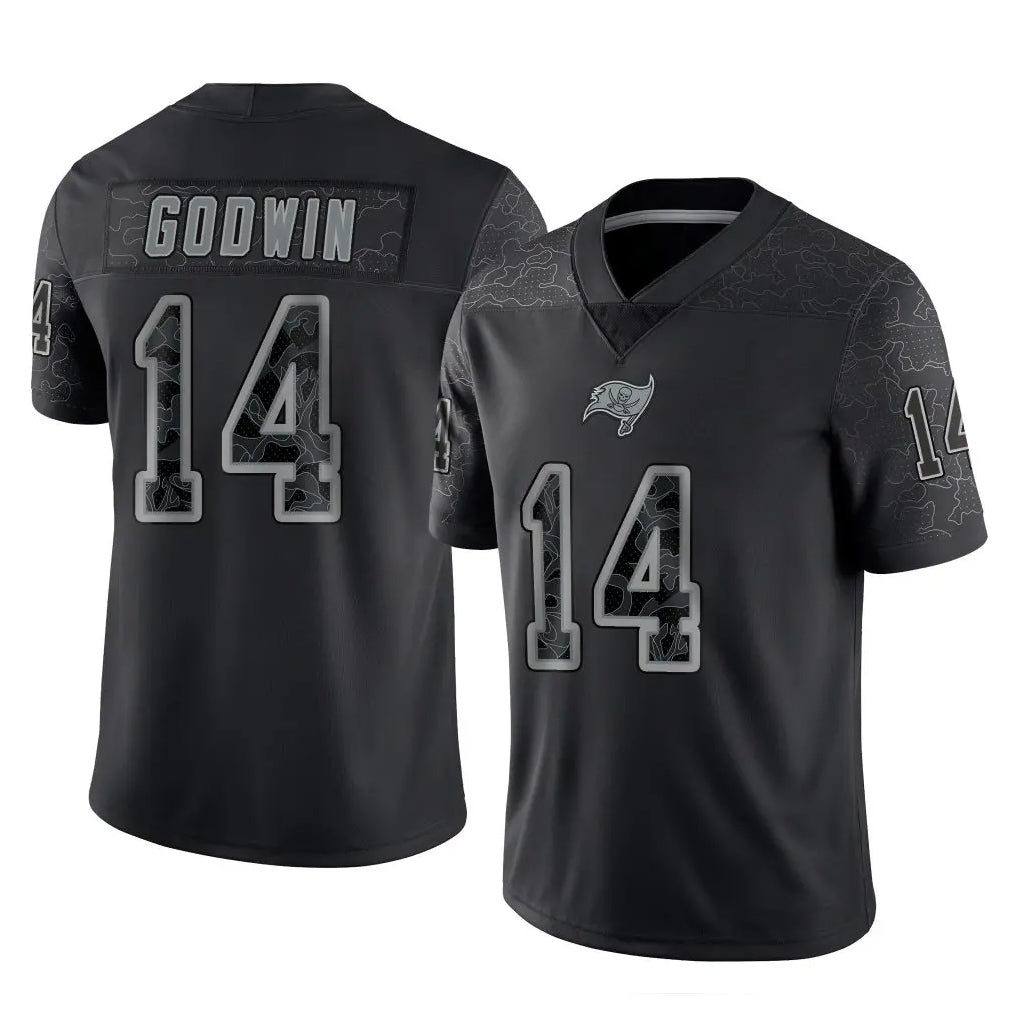 BIPIHUC TB.Buccaneers #14 Chris Godwin Jr. Player Black Reflective Limited Home Game Stitched Jerseys