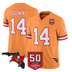 BIPIHUC TB.Buccaneers #14 Chris Godwin Jr. Player Orange 50th Season Vapor Limited Home Game Stitched Jerseys