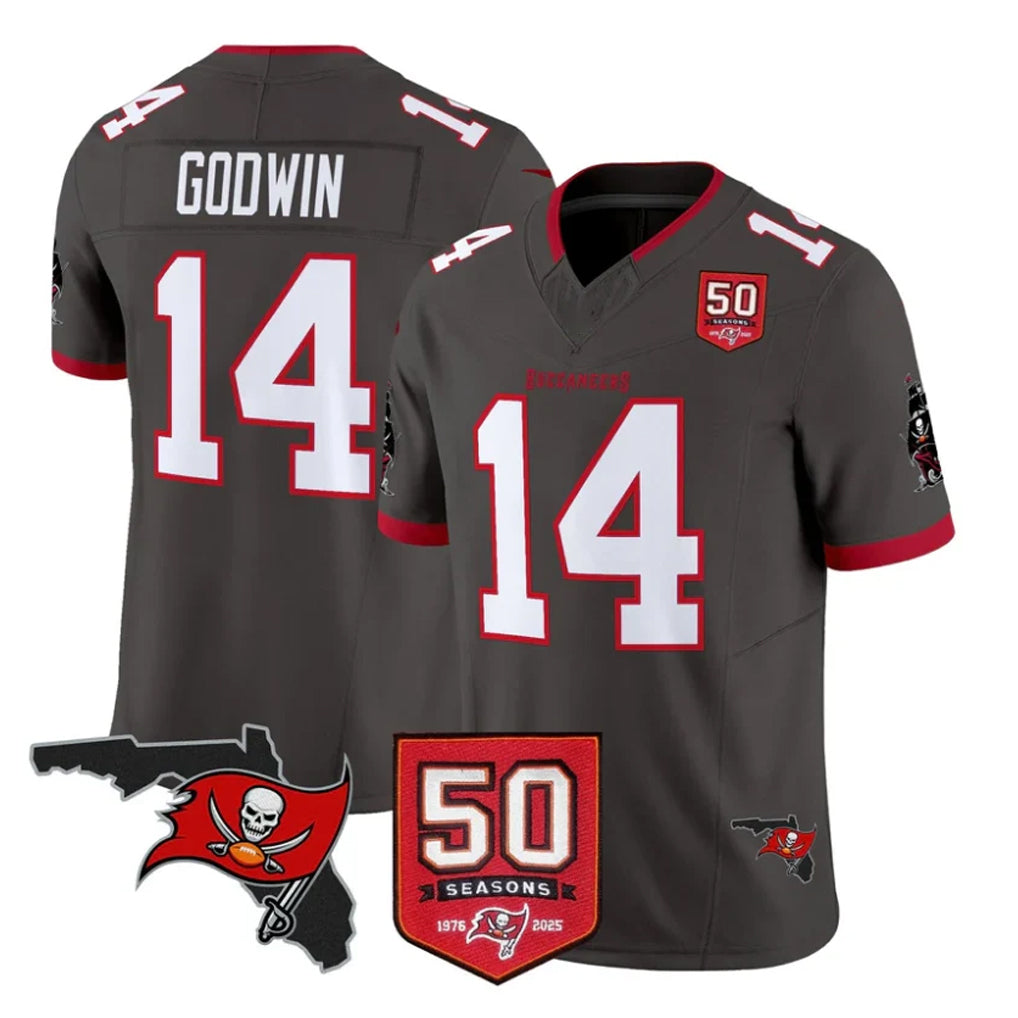 BIPIHUC TB.Buccaneers #14 Chris Godwin Jr. Player Pewter Limited 2026 Season Vapor F.U.S.E. Home Game Stitched Jerseys