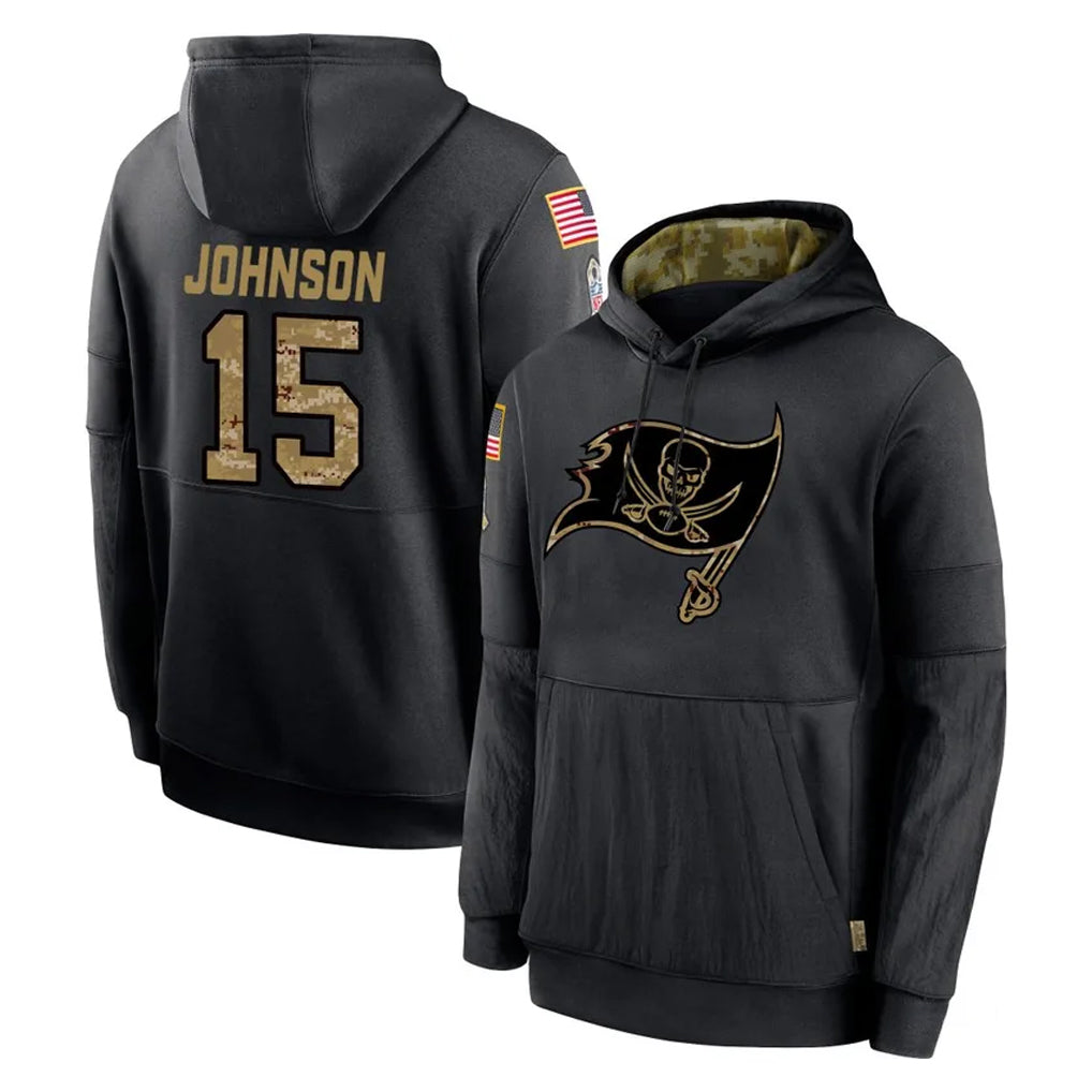 BIPIHUC TB.Buccaneers #15 Tez Johnson Player Black Salute to Service Sideline Performance Pullover Hoodies Home Game Stitched Jerseys