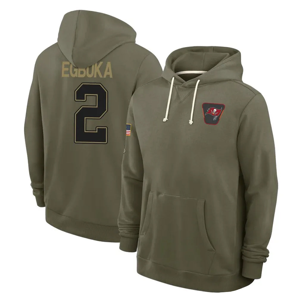 BIPIHUC TB.Buccaneers #2 Emeka Egbuka Player Olive Salute to Service Pullover Hoodies Limited Stitched Jerseys