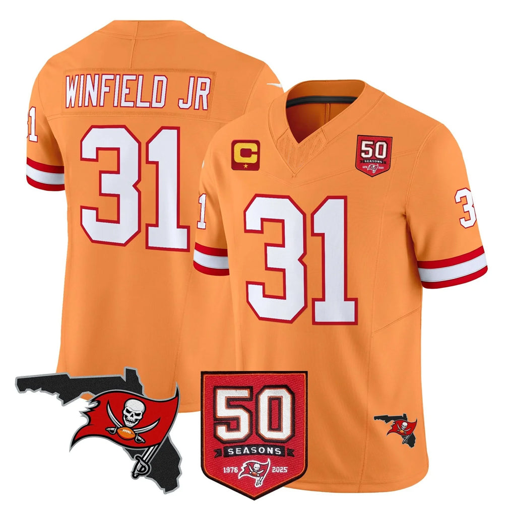 BIPIHUC TB.Buccaneers #31 Antoine Winfield Jr. Player Orange 50th Season Vapor Limited Home Game Stitched Jerseys