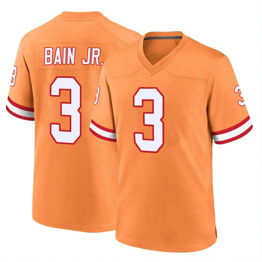 BIPIHUC TB.Buccaneers #3 Rueben Bain Jr. Player Orange Throwback Home Game Stitched Jerseys